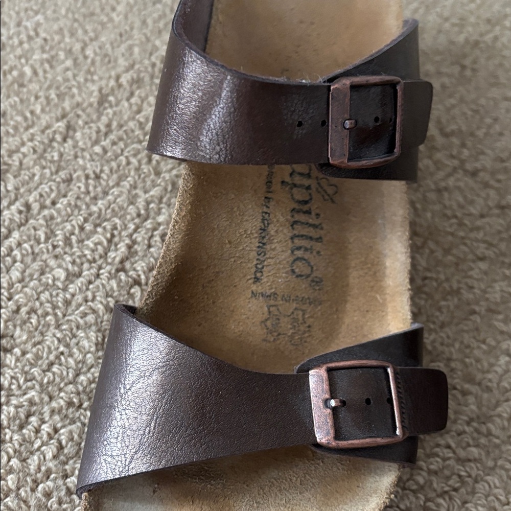 Birkenstock Papillio Dorothy Wedge Sandal Brown Bronze with Buckle Size 10 - Picture 10 of 11